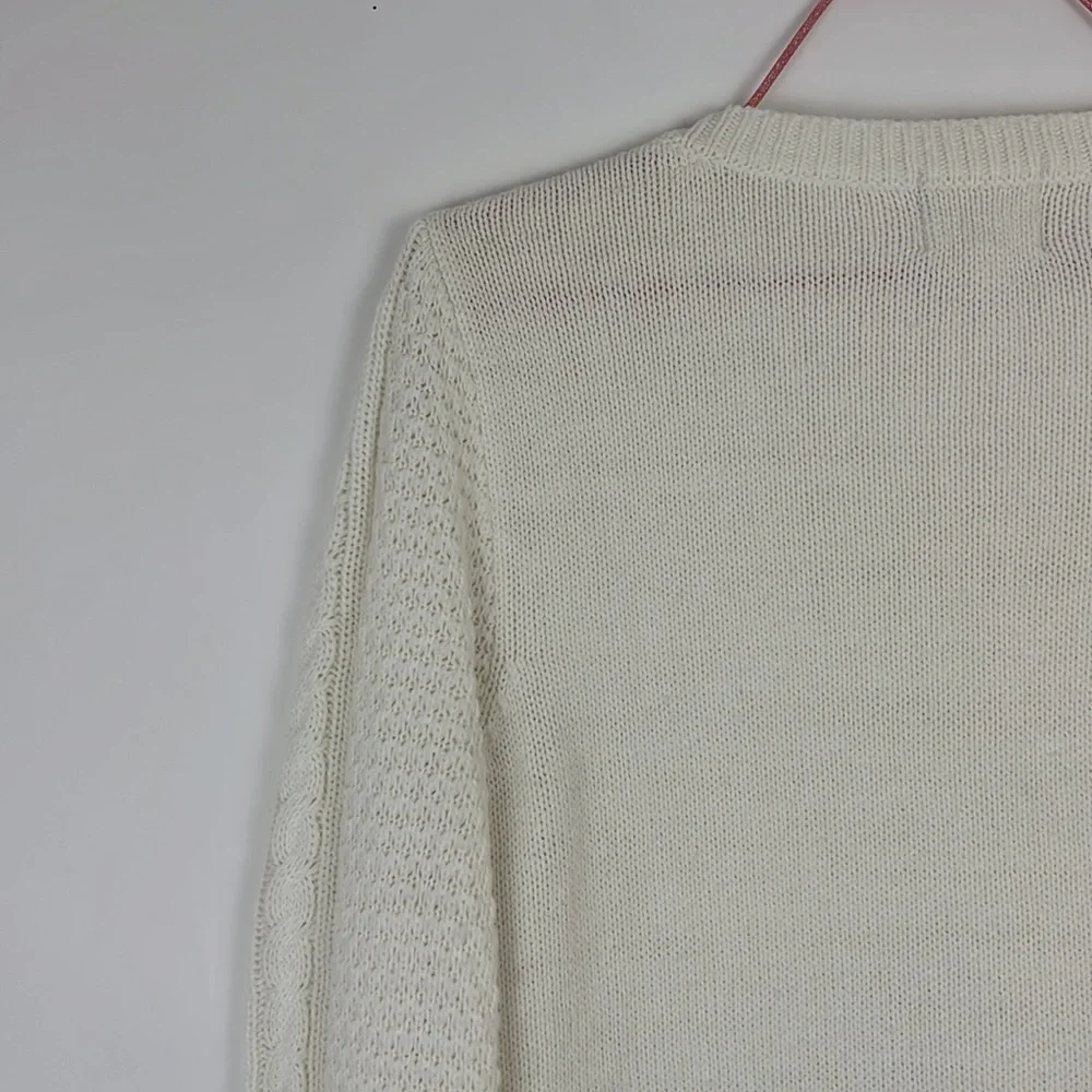 HIPPIE ROSE long sleeve women’s cable knit sweater ivory L - Picture 5 of 10